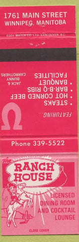 Matchbook Cover - Ranch House Steaks Winnipeg MB
