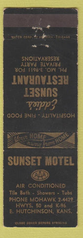 Matchbook Cover - Eddie's Sunset Restaurant Motel East Hutchinson KS WEAR