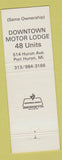 Matchbook Cover - Colonial Motor Inn Port Huron MI WHITED OUT