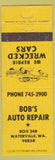 Matchbook Cover - Bob's Auto Repair Waterville WA yellow