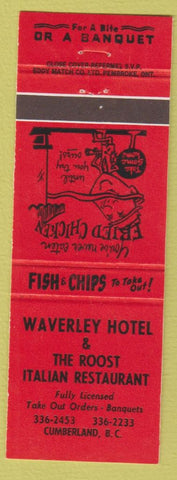 Matchbook Cover - Waverley Hotel Roost Italian Cumberland BC Fried Chicken