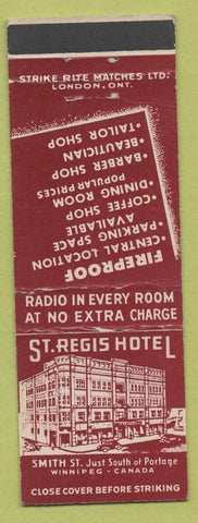 Matchbook Cover - ST Regis Hotel Winnipeg MB WEAR