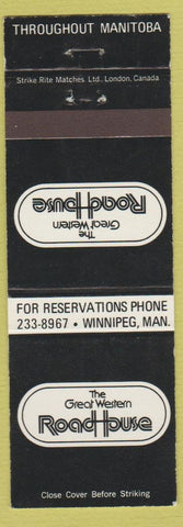 Matchbook Cover - Great Western Road House Winnipeg MB