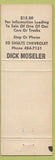 Matchbook Cover - Ed Shults Chevrolet Jamestown NY Dick Moseler blue