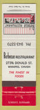 Matchbook Cover - BBQ Restaurant Winnipeg MB