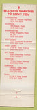 Matchbook Cover - Seafood Shanty Trenton Lebanon Paoli Mt Penn Langhorne