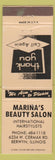 Matchbook Cover - Marina's Beauty Salon Berwyn IL peach