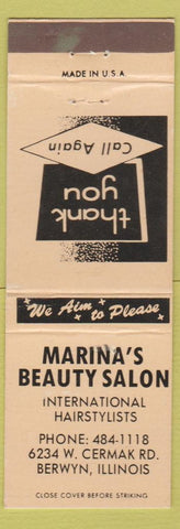 Matchbook Cover - Marina's Beauty Salon Berwyn IL peach