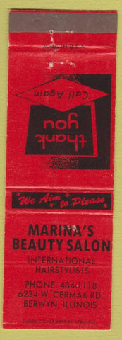 Matchbook Cover - Marina's Beauty Salon Berwyn IL red WEAR