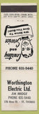Matchbook Cover - Worthington Electric St Thomas ON WEAR