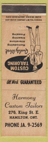 Matchbook Cover - Harmony Custom Tailors Hamilton ON