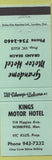Matchbook Cover - Kings Motor Hotel Winnipeg MB