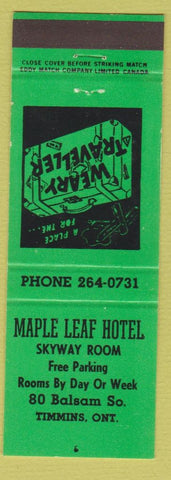 Matchbook Cover - Maple Leaf Hotel Timmins ON