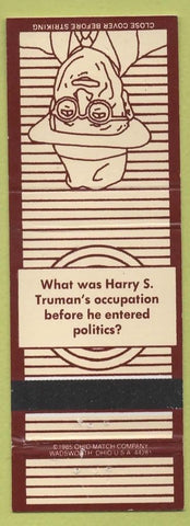 Matchbook Cover - Trivia Harry Truman President Haberdasher