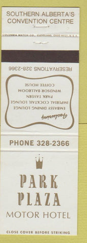 Matchbook Cover - Park Plaza Motor Hotel Alberta AB