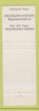 Matchbook Cover - Michigan Mutual Insurance Hager Associates Huntersville NC