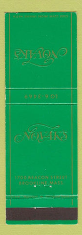 Matchbook Cover - Novak's Brookline MA restaurant