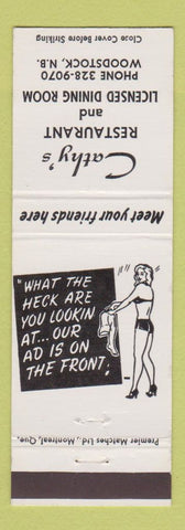 Matchbook Cover - Cathy's Restaurant Woodstock NB girlie