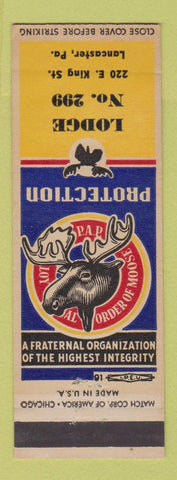 Matchbook Cover - Moose Lodge Lancaster PA