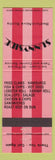 Matchbook Cover - Sunnyside Restaurant Hamburgers Hot Dogs Bedford NS