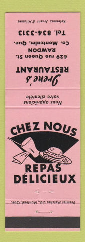 Matchbook Cover - Irene's Restaurant Montcalm QC
