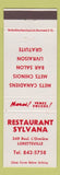 Matchbook Cover - Restaurant Sylvana Loretteville Quebec City QC