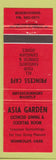 Matchbook Cover - Asia Garden Princess Cafe Chinese Humboldt SK