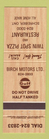 Matchbook Cover - Twin Spot Pizza Gulf oil gas Schreiber ON