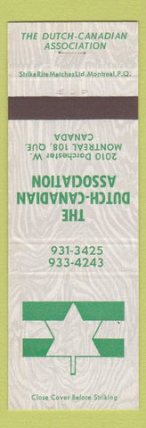 Matchbook Cover - Dutch Canadian Association Montreal QC