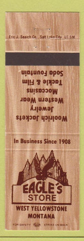Matchbook Cover - Eagle's Store West Yellowstone MT Woolrich Moccasins