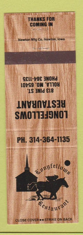 Matchbook Cover - Longfellows Restaurant Rolla MO