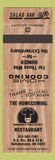 Matchbook Cover - Homecoming Restaurant Bellefontaine OH