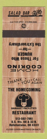 Matchbook Cover - Homecoming Restaurant Bellefontaine OH