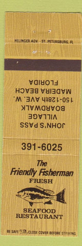 Matchbook Cover - Friendly Fisherman Seafood Madeira Beach FL