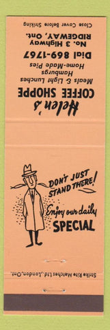 Matchbook Cover - Helen's Coffee Shop Ridgeway ON