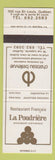 Matchbook Cover - La Poudrier Chateau Bellevue QC