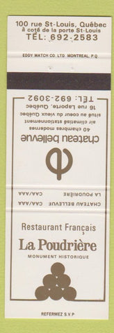 Matchbook Cover - La Poudrier Chateau Bellevue QC