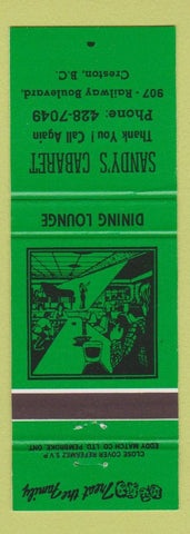 Matchbook Cover - Sandy's Cabaret Creston BC girlie green