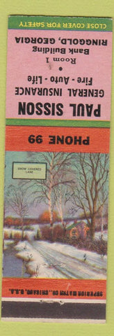 Matchbook Cover - Paul Sisson Insurance Ringgold GA low phone # Snow