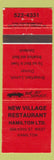 Matchbook Cover - New Village Restaurant Hamilton ON CREASE