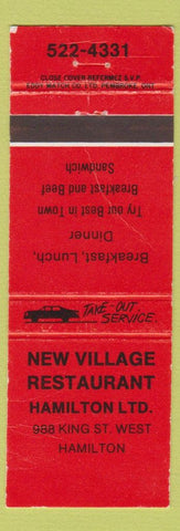 Matchbook Cover - New Village Restaurant Hamilton ON CREASE