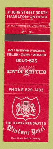 Matchbook Cover - Windsor Hotel Hamilton ON