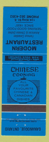 Matchbook Cover - Modern Restaurant Gannanoque ON