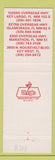 Matchbook Cover - Perry's Fishery Key Largo Marathon Key West Islamorada FL