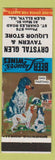 Matchbook Cover - Crystal Glen Tavern Liquor Store Glen Ellyn IL Sad Parting