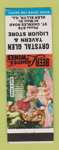 Matchbook Cover - Crystal Glen Tavern Liquor Store Glen Ellyn IL What A Life