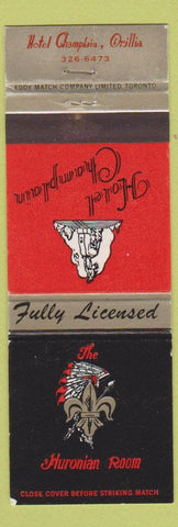 Matchbook Cover - Hotel Champlain Huronian Room Orilla ON WEAR