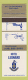 Matchbook Cover - Hotel Leonard St Catharines ON