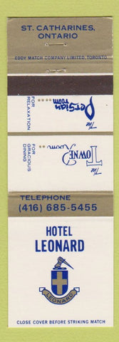 Matchbook Cover - Hotel Leonard St Catharines ON