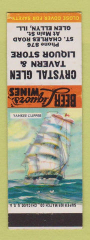 Matchbook Cover - Crystal Glen Tavern Liquor Store Glen Ellyn IL Yankee Clipper
